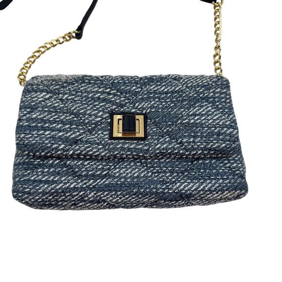 Talbots Classic Chic Elegant Twisted Blue and White Tweed Crossbody Bag